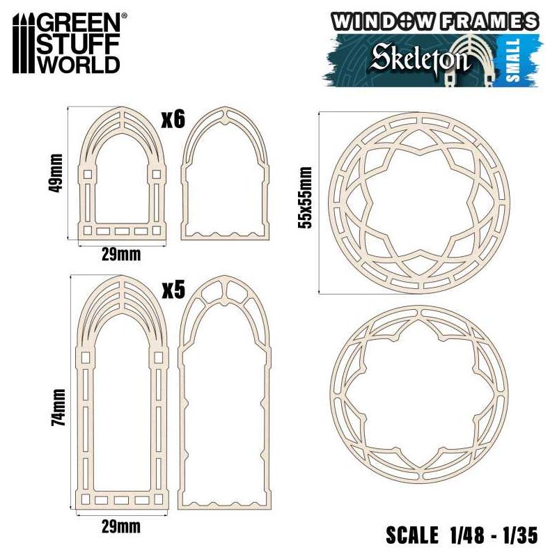 GREEN STUFF WORLD Skeleton Miniature Windows - Large