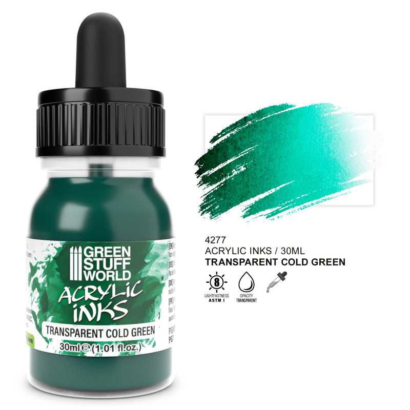 GREEN STUFF WORLD Transparent Acrylic Ink - Cold Green