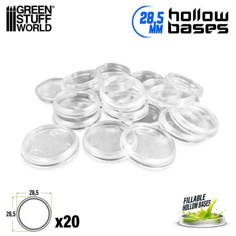 GREEN STUFF WORLD Transparent Hollow Plastic Bases - ROUND 28,5mm