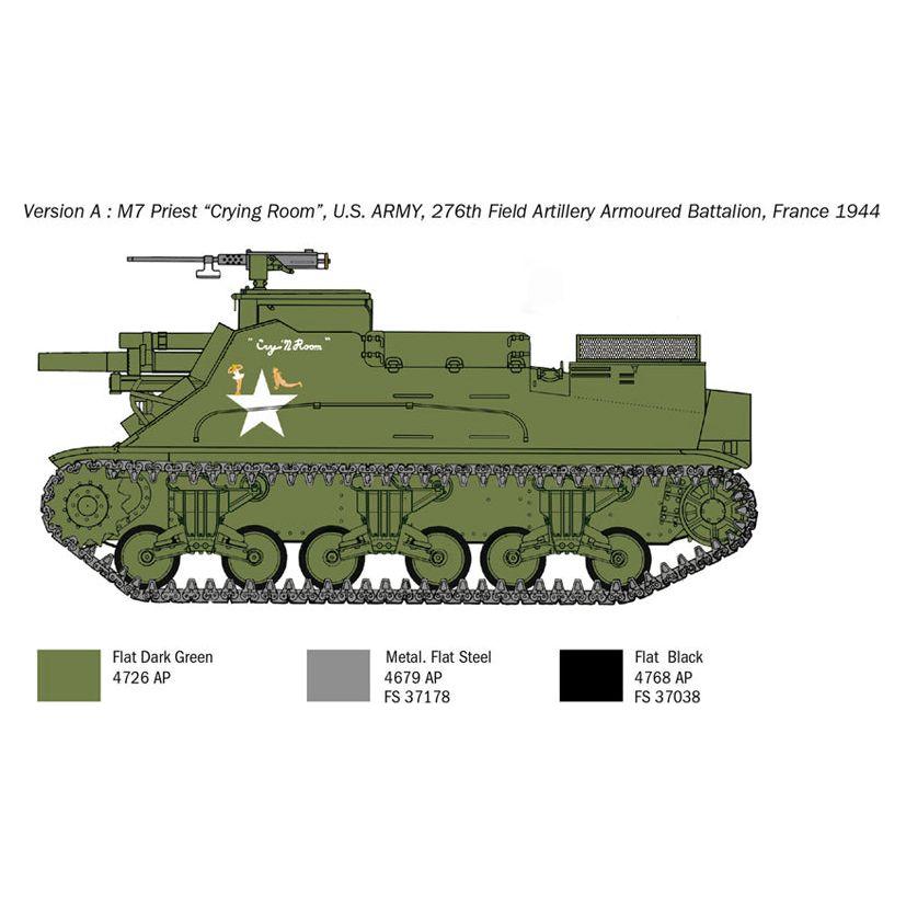 ITALERI 1/35 M-7 Priest Gun Self Propelled Howitzer Glueabl