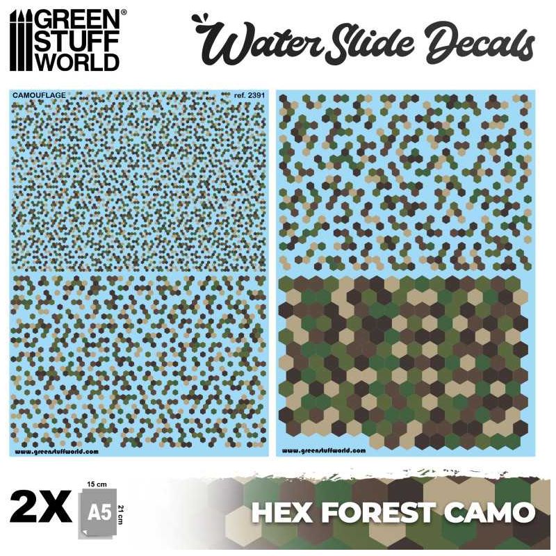 GREEN STUFF WORLD Waterslide Decals - Hex Forest Camo