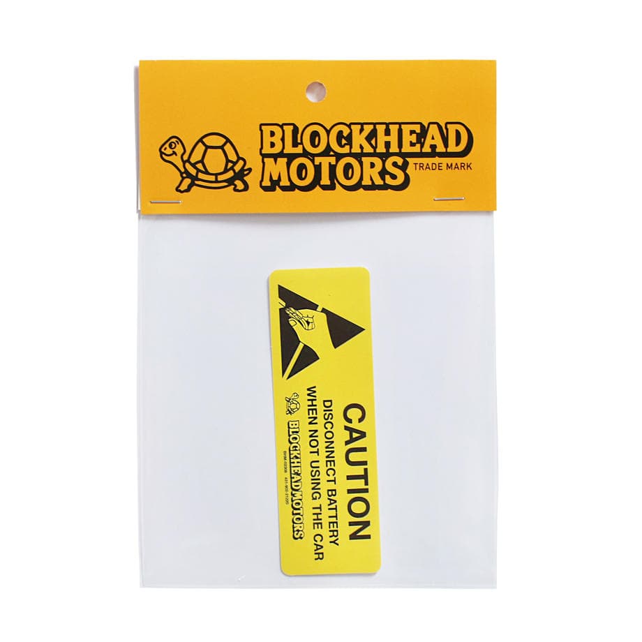 BLOCKHEAD MOTORS Caution Sticker