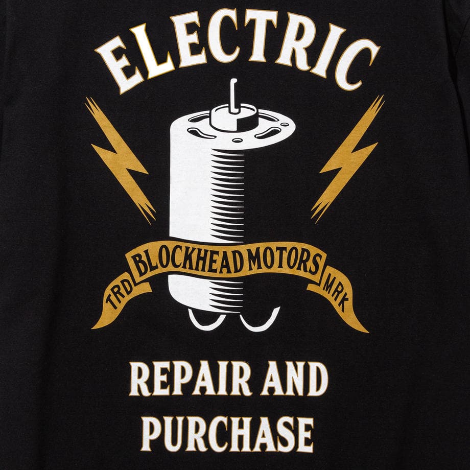 BLOCKHEAD MOTORS Electric Motor T-Shirt (Black) - M