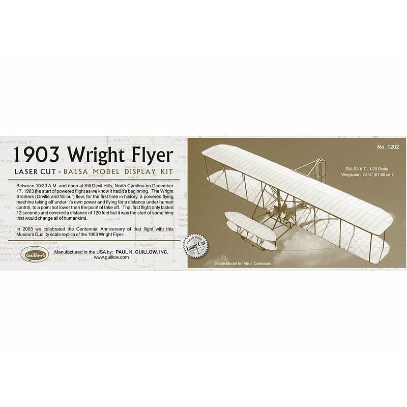 Guillow's 1903 Wright Flyer Balsa Plane Model Kit