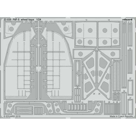 EDUARD 23035 1/24 F6F-5 Wheel Bays Photo-Etch Set (Airfix)