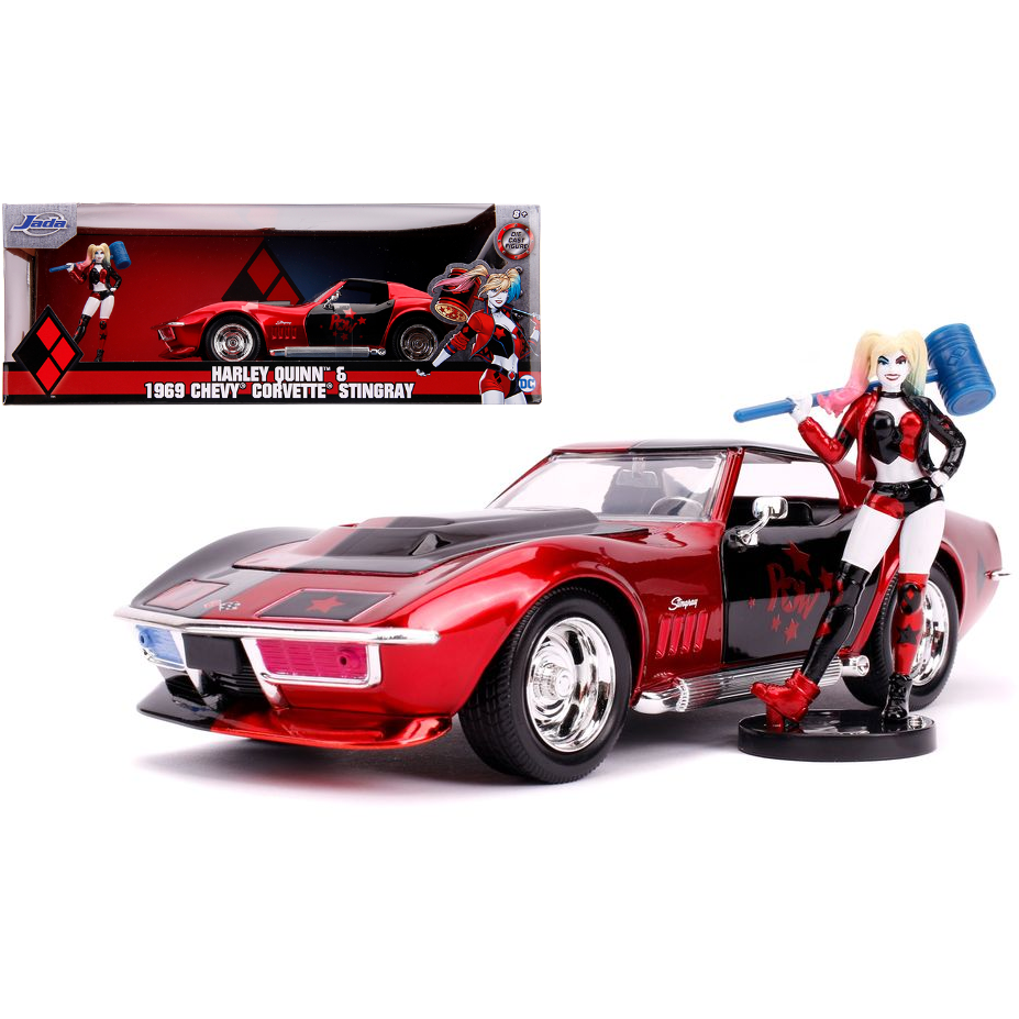 JADA 1/24 Harley Quinn W/1969 Corvette Stingray