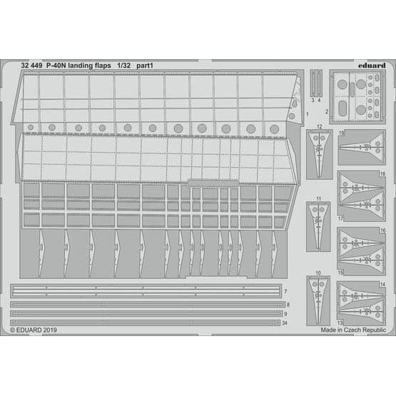 EDUARD 32449 1/32 P-40N Landing Flaps Photo Etched Parts