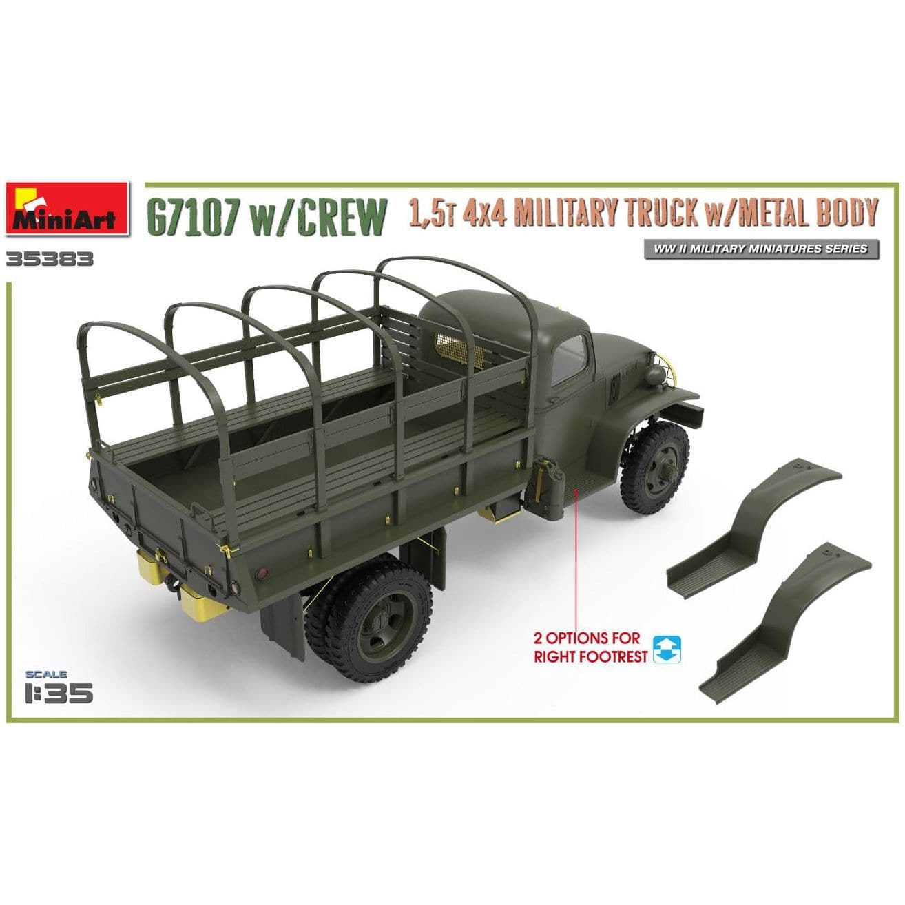 MINIART 1/35 G7107 with Crew 1.5t 4x4 Cargo Truck with Metal Body