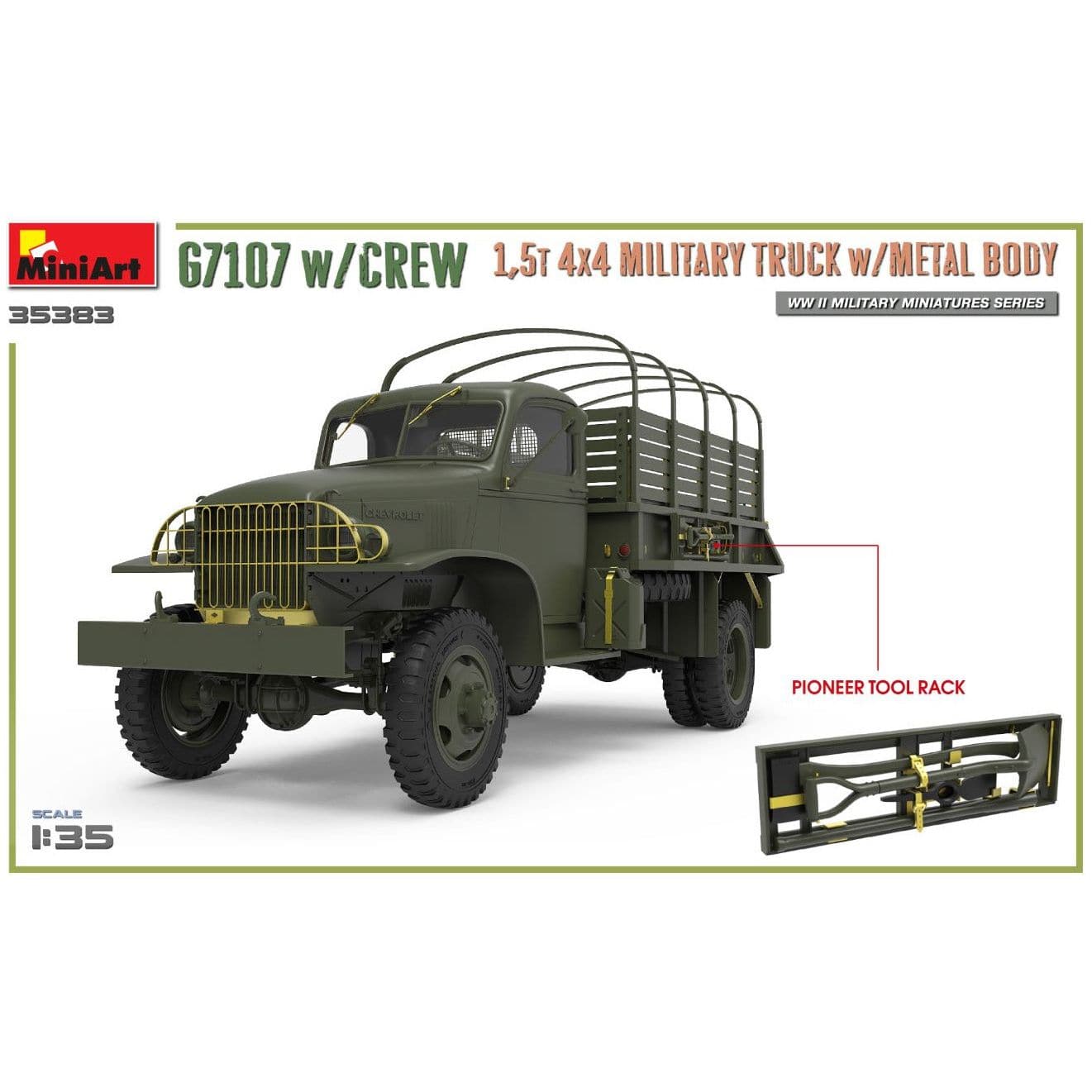 MINIART 1/35 G7107 with Crew 1.5t 4x4 Cargo Truck with Metal Body