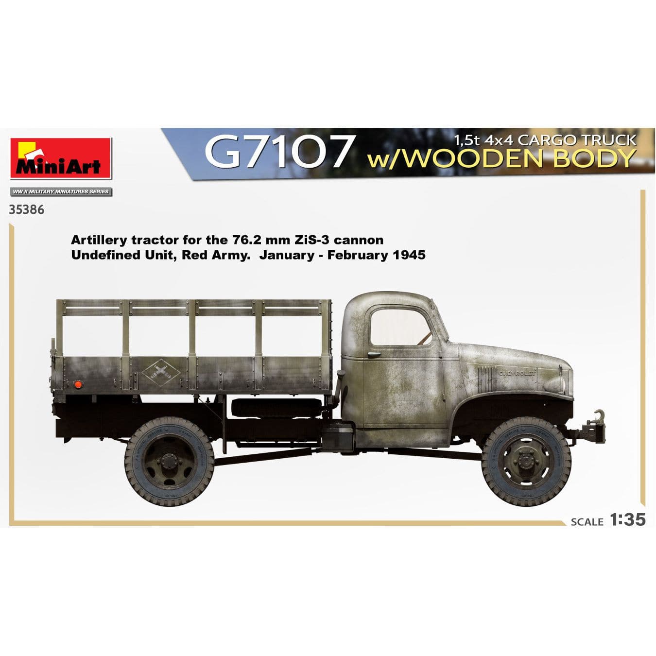 MINIART 1/35 G7107 1.5t 4x4 Cargo Truck with Wooden Body