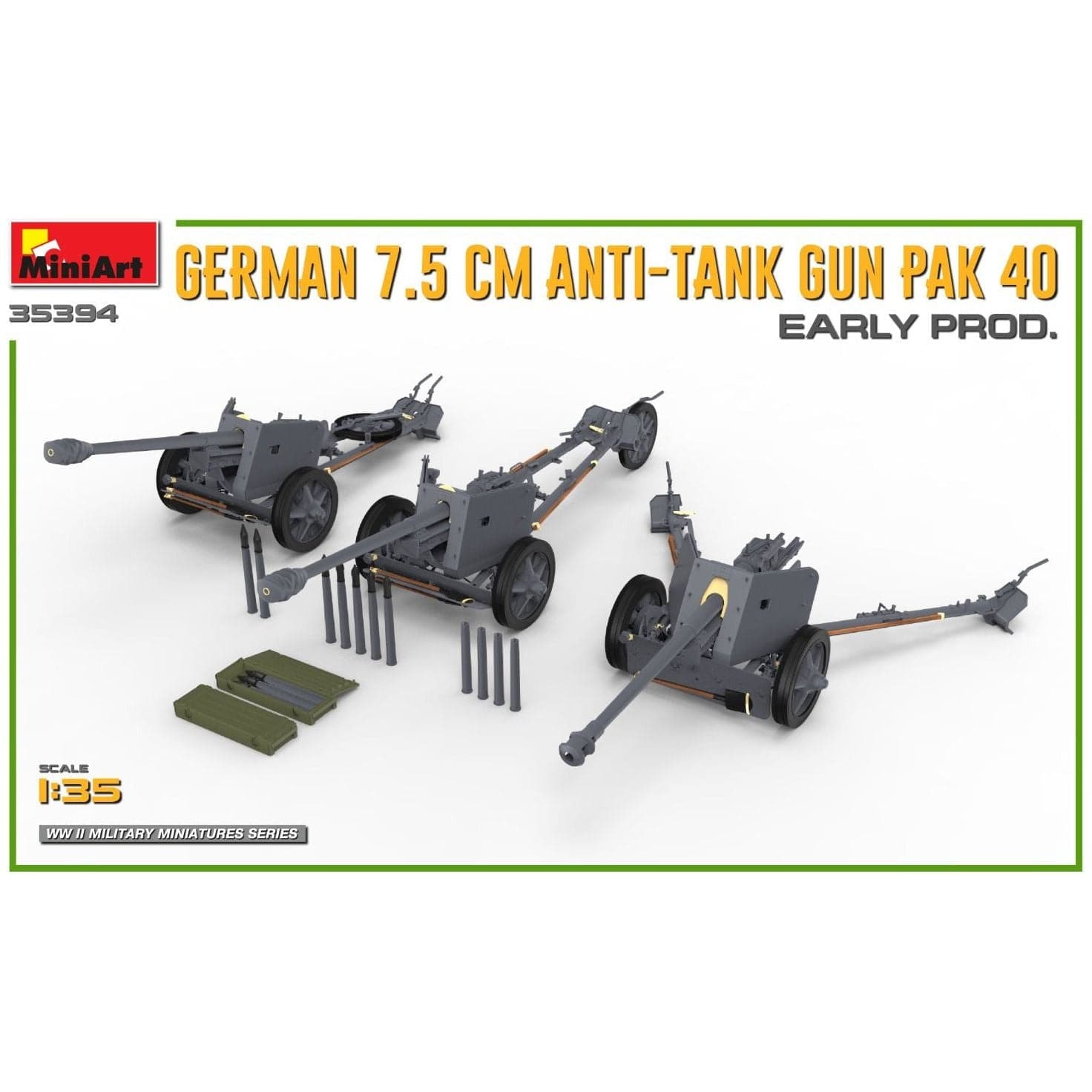 MINIART 1/35 German 7.5cm Anti-Tank Gun Pak 40 Early Prod.