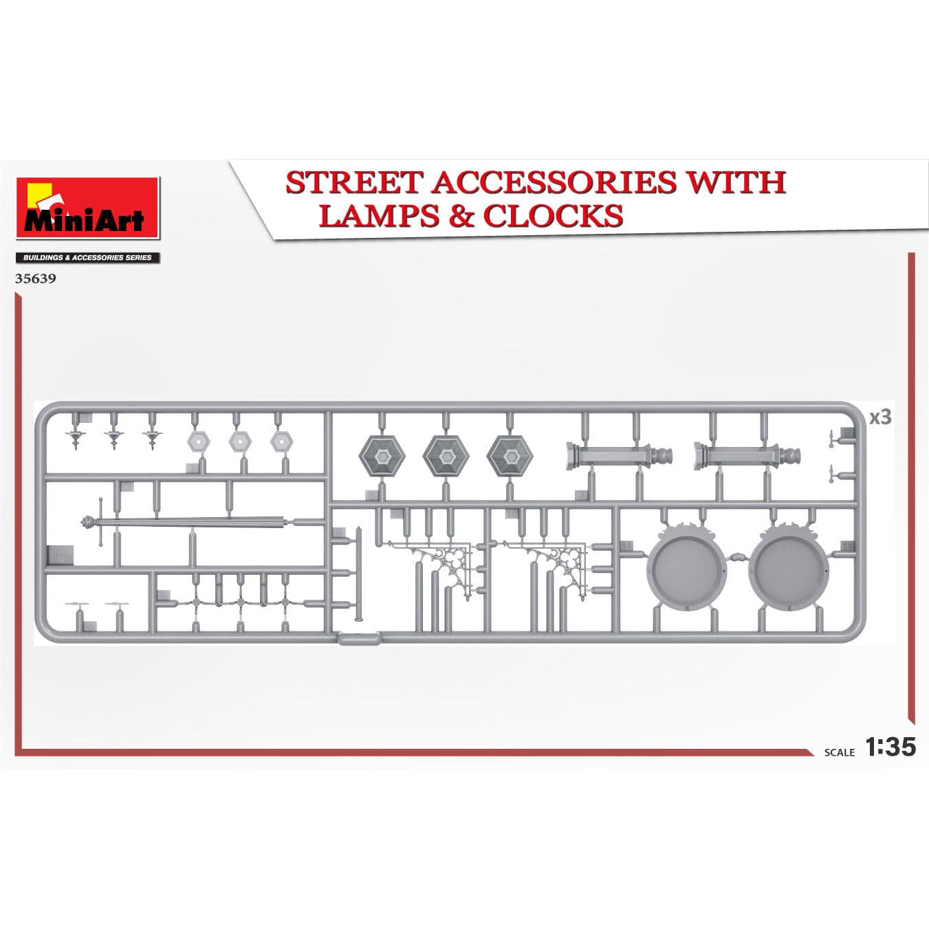 MINIART 1/35 Street Accessories with Lamps & Clocks