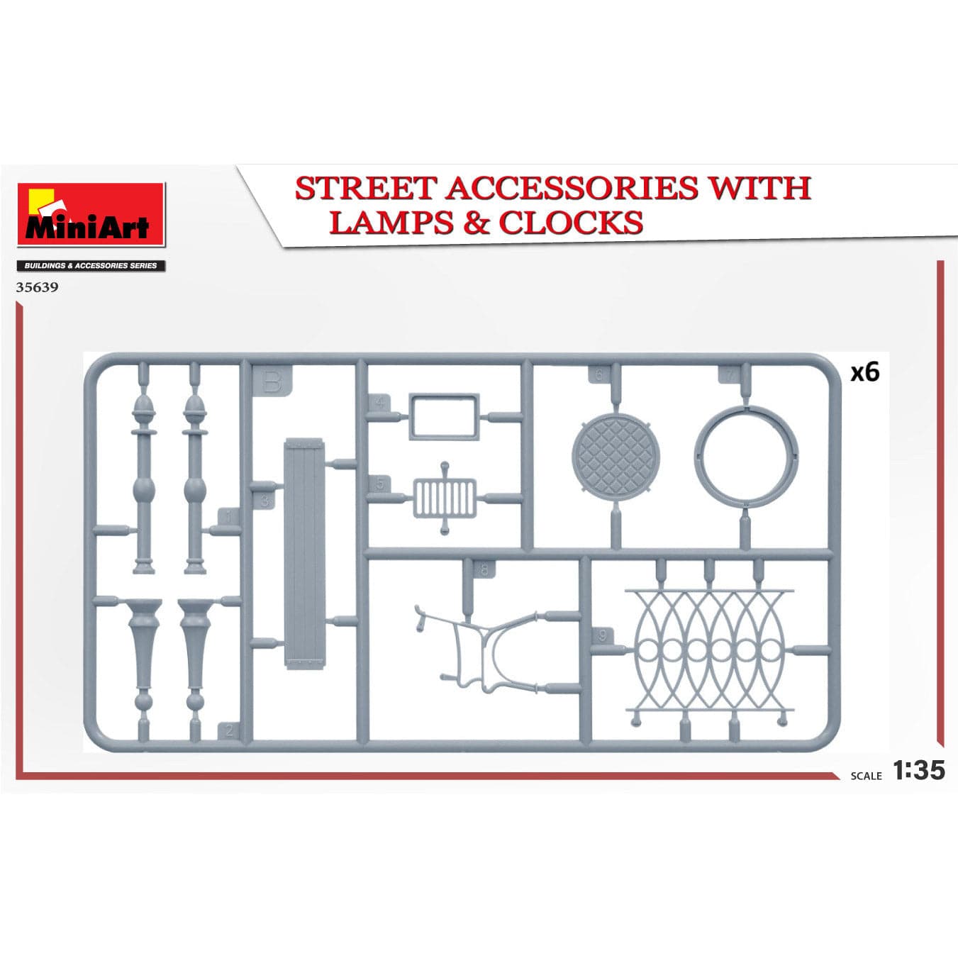 MINIART 1/35 Street Accessories with Lamps & Clocks