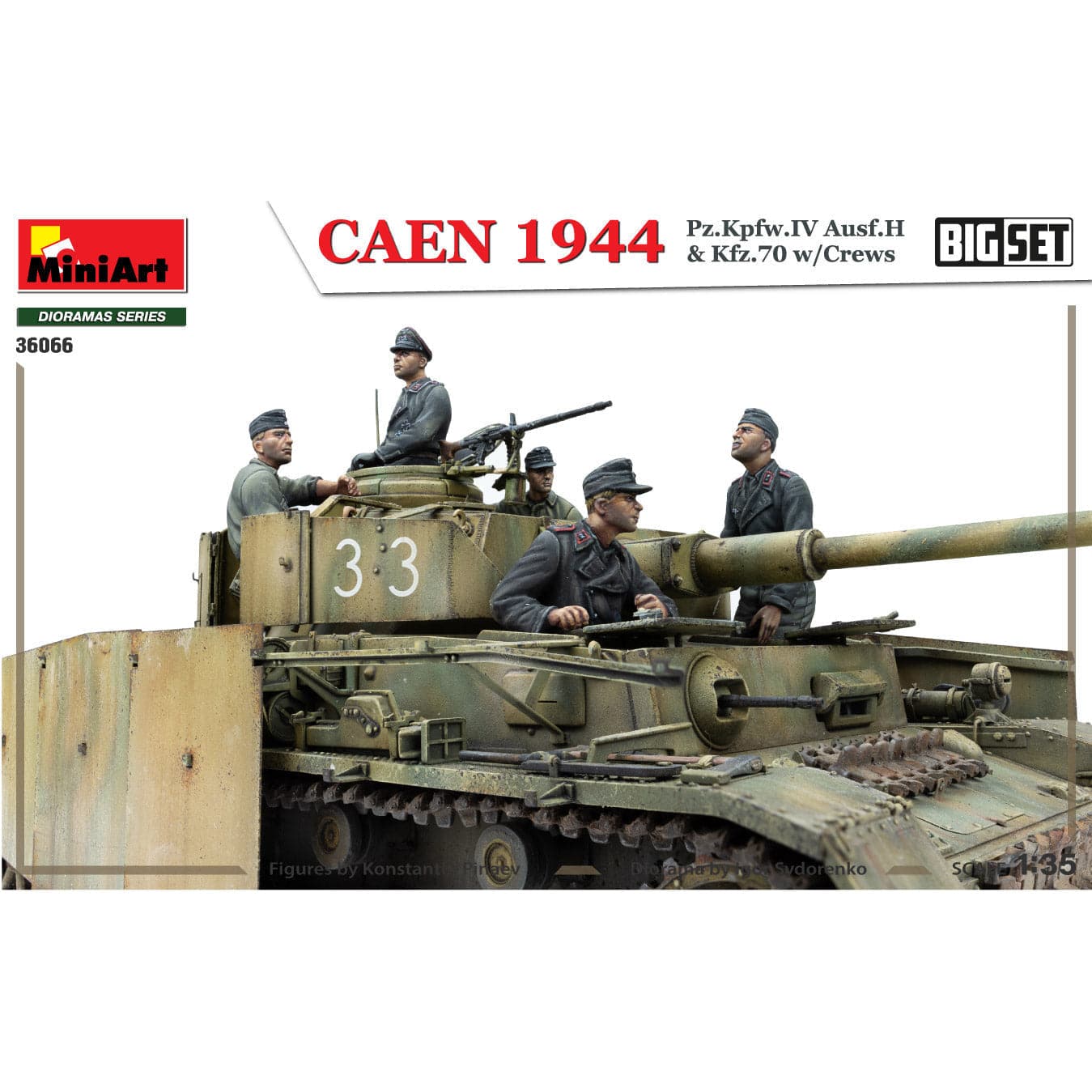 MINIART 1/35 Caen 1944 Pz. Kpfw.IV Ausf.H & Kfz. 70 with Crews. Big Set