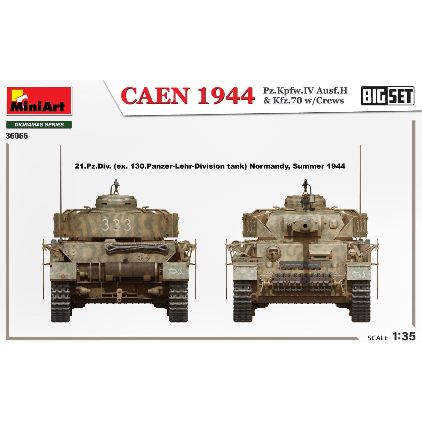 MINIART 1/35 Caen 1944 Pz. Kpfw.IV Ausf.H & Kfz. 70 with Crews. Big Set