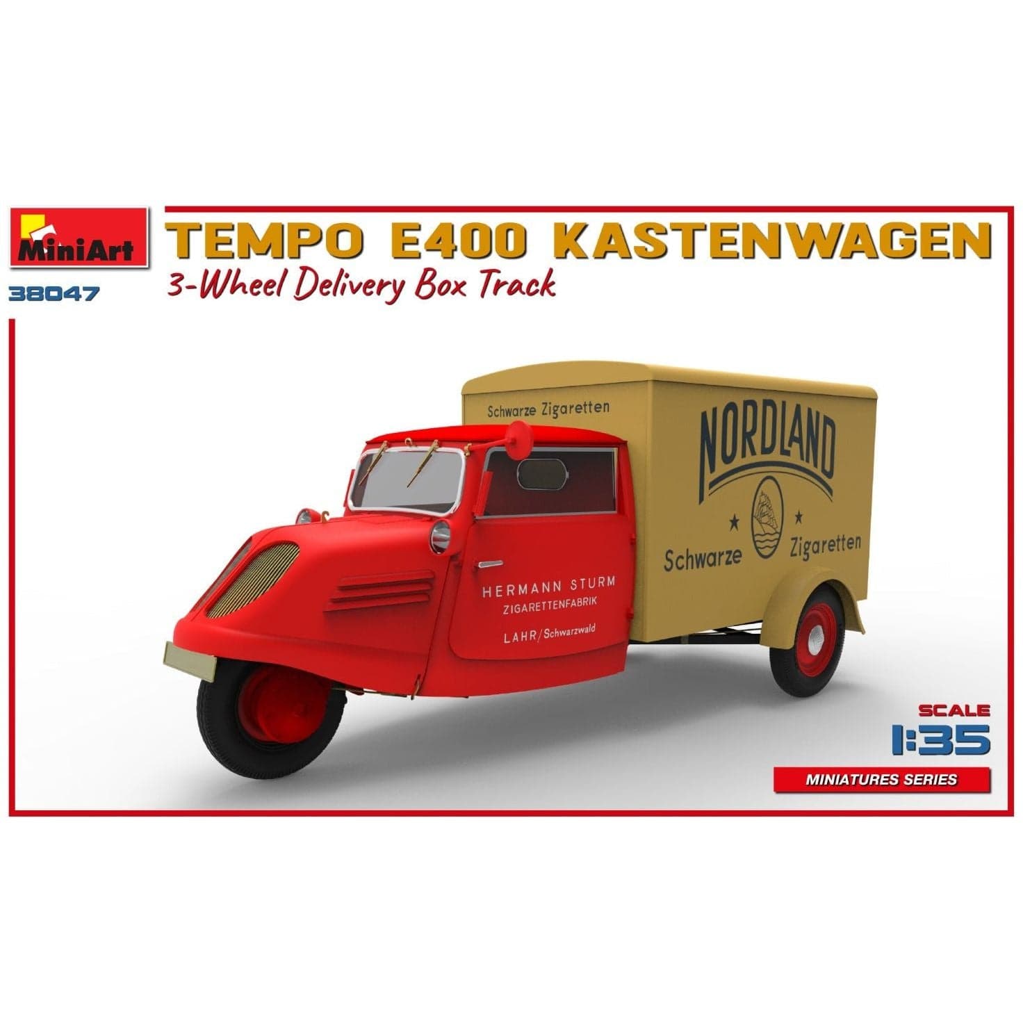 MINIART 1/35 Tempo E400 Kastenwagen 3-Wheel Delivery Box Truck