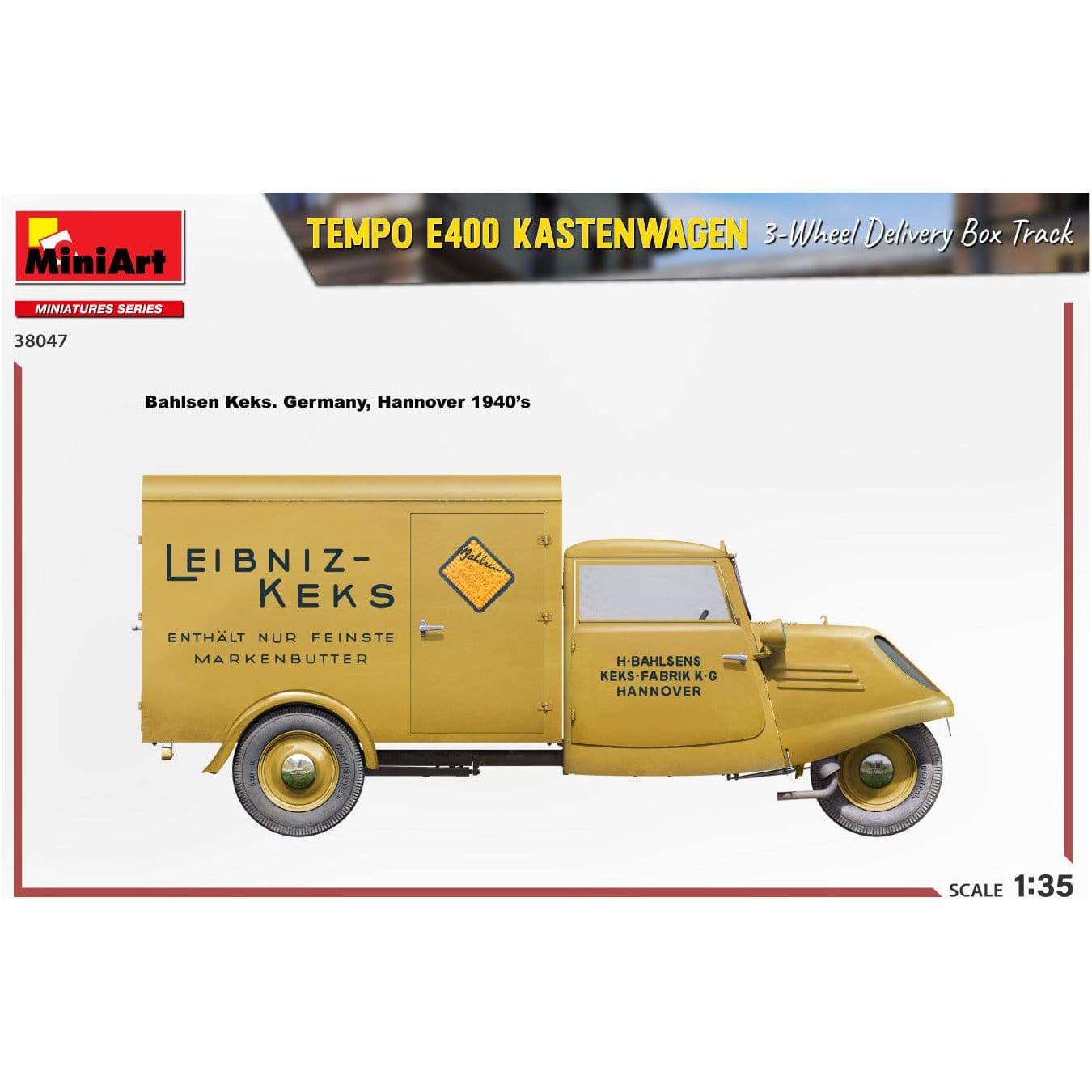 MINIART 1/35 Tempo E400 Kastenwagen 3-Wheel Delivery Box Truck