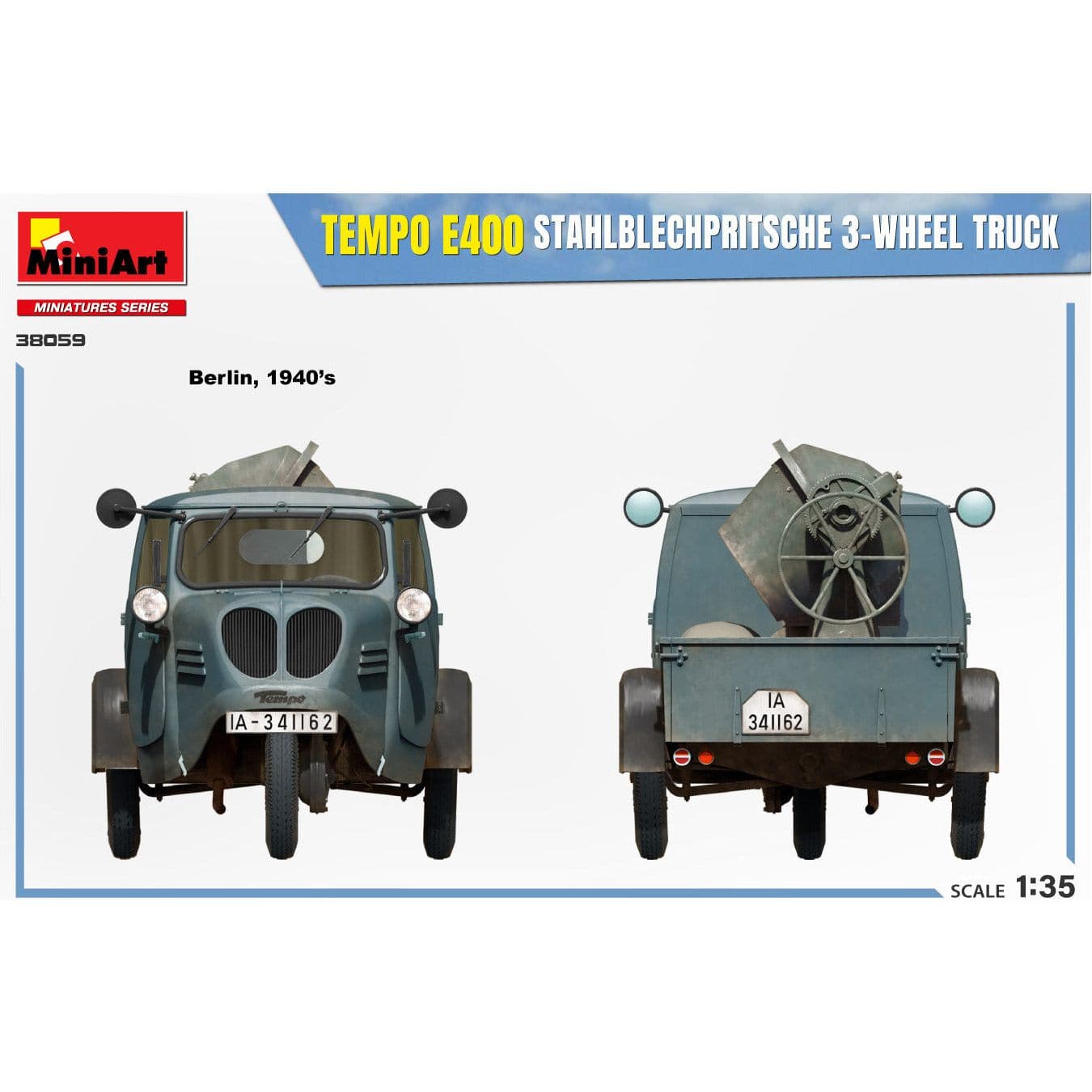 MINIART 1/35 Tempo E400 Stahlblechpritsche 3-Wheel Truck