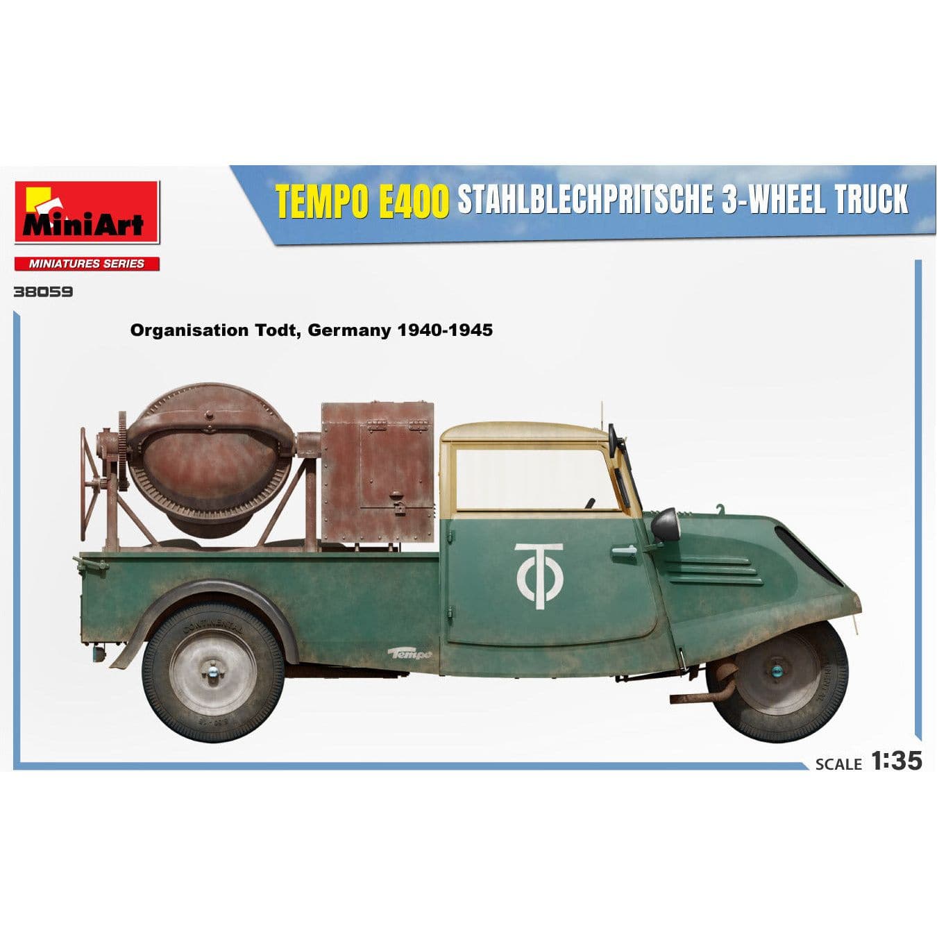 MINIART 1/35 Tempo E400 Stahlblechpritsche 3-Wheel Truck