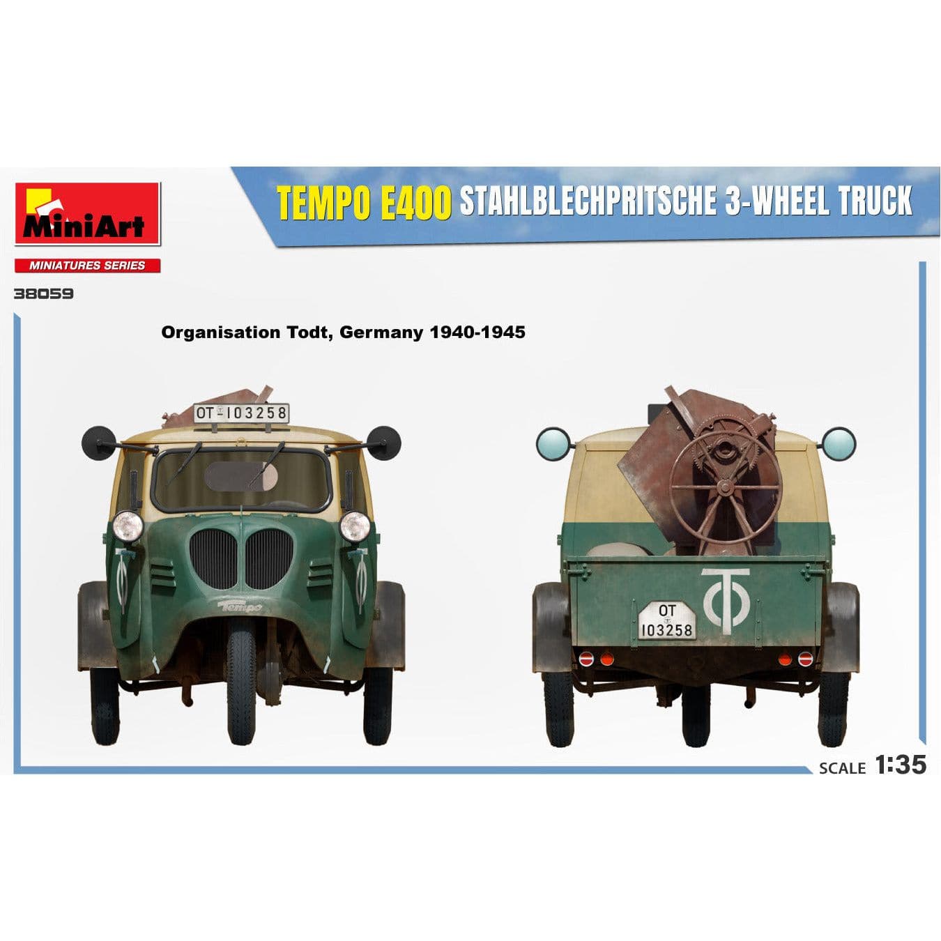 MINIART 1/35 Tempo E400 Stahlblechpritsche 3-Wheel Truck