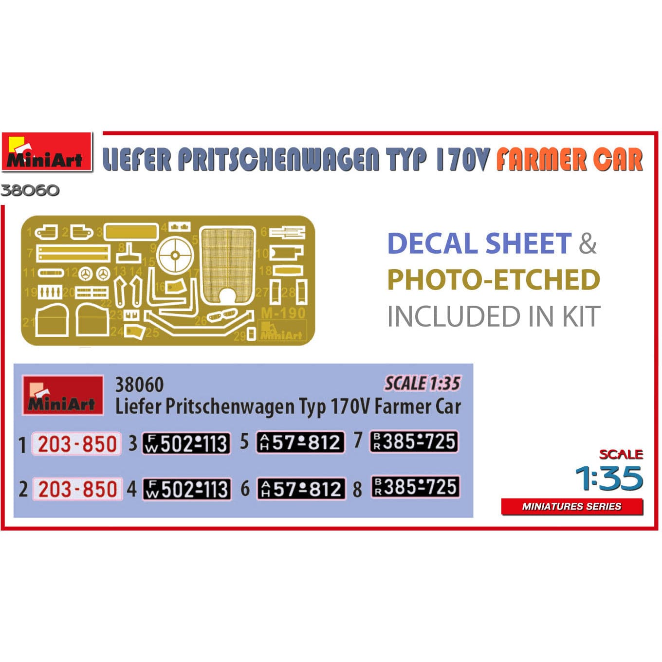 MINIART 1/35 Liefer Pritschenwagen Typ 170V Farmer Car