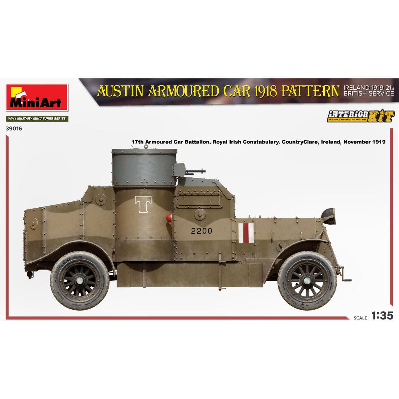 MINIART 1/35 Austin Armored Car 1918 Pattern Ireland 1919-21 British Service Interior Kit