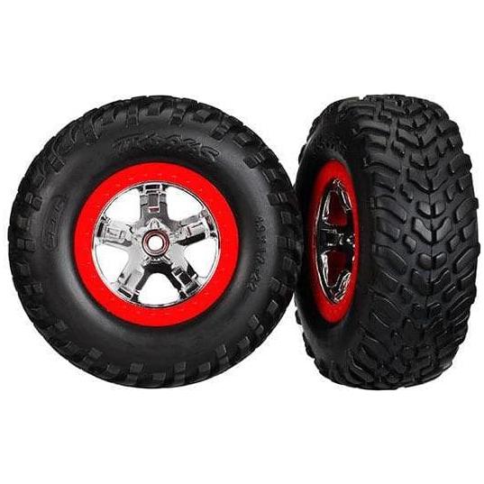 TRAXXAS Tyres & Wheels, S1 SCT Chrome, Red Beadlock Dual Pr