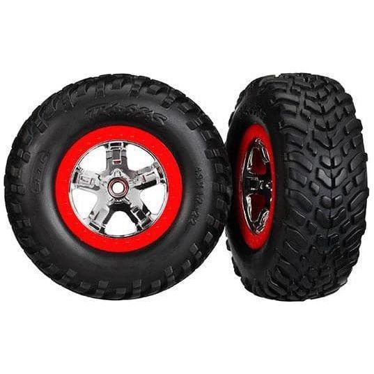 TRAXXAS Tyres & Wheels, S1 SCT Chrome, Red Beadlock Dual Pr