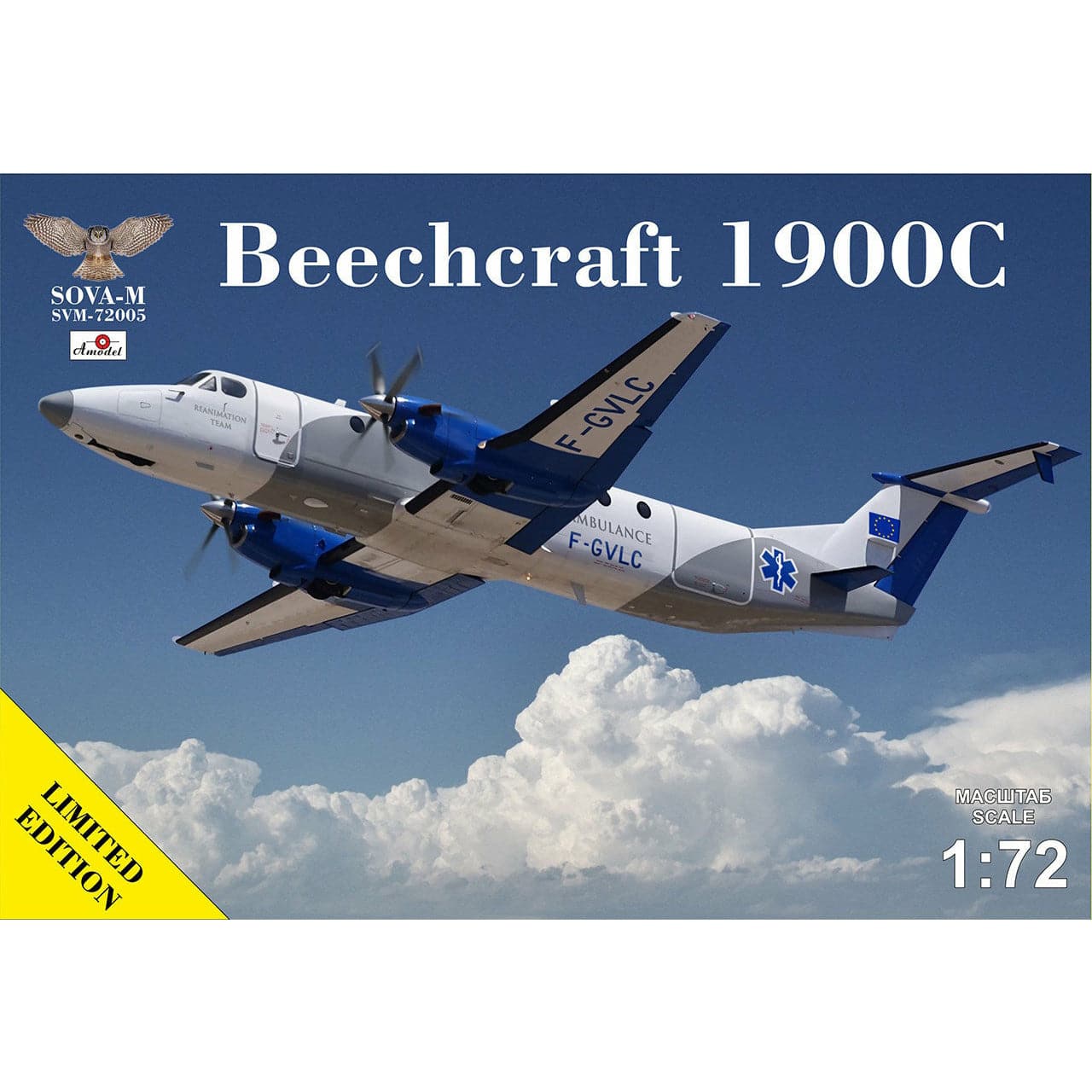 Sova-M 1/72 Beechcraft 1900C-1 Ambulance F-GVLC Plastic Model Kit