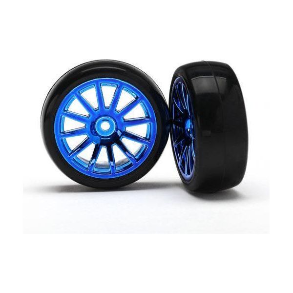 TRAXXAS 12-SP Blue Wheels, Slick Tyres (7573R)