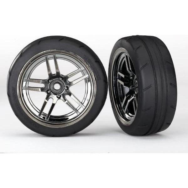 TRAXXAS Tyres&Wheels Assemb, Split Spoke Blk/Chr (F) (8373)