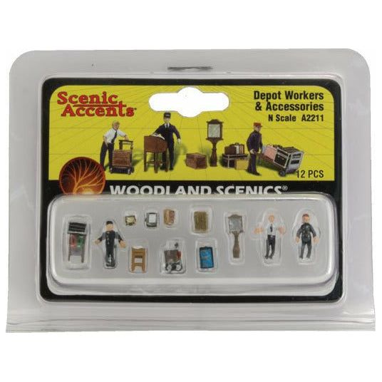 WOODLAND SCENICS N Depot Workers & Accessories