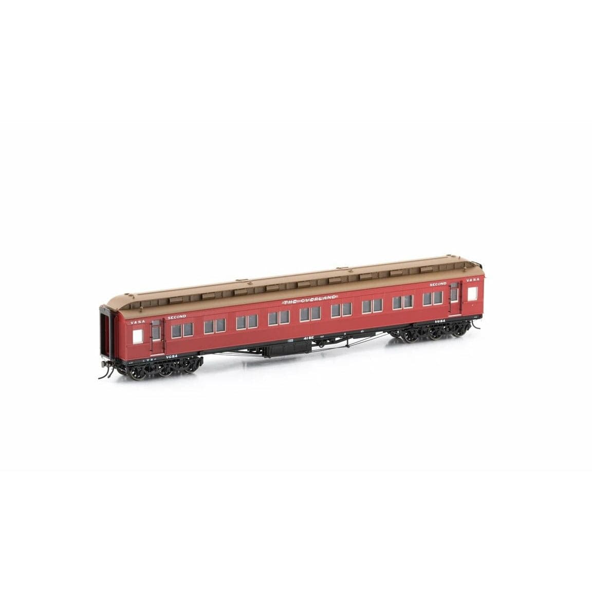 AUSCISION HO The Overland, Carriage Red with Etched "The Overland" Nameplate - 4 Car Set