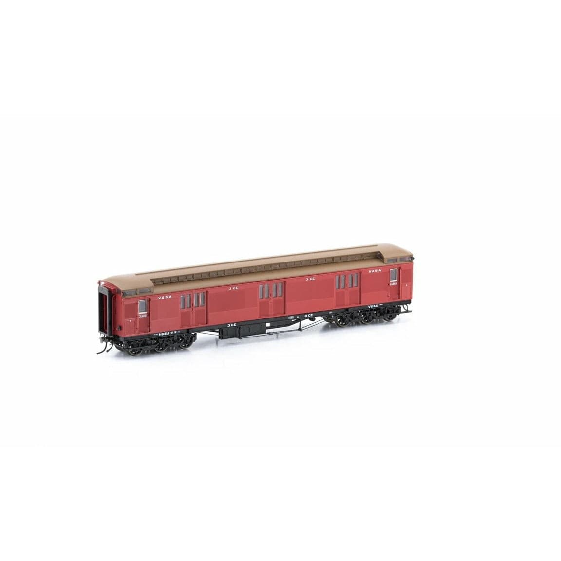 AUSCISION HO The Overland, Carriage Red with Etched "The Overland" Nameplate - 4 Car Set