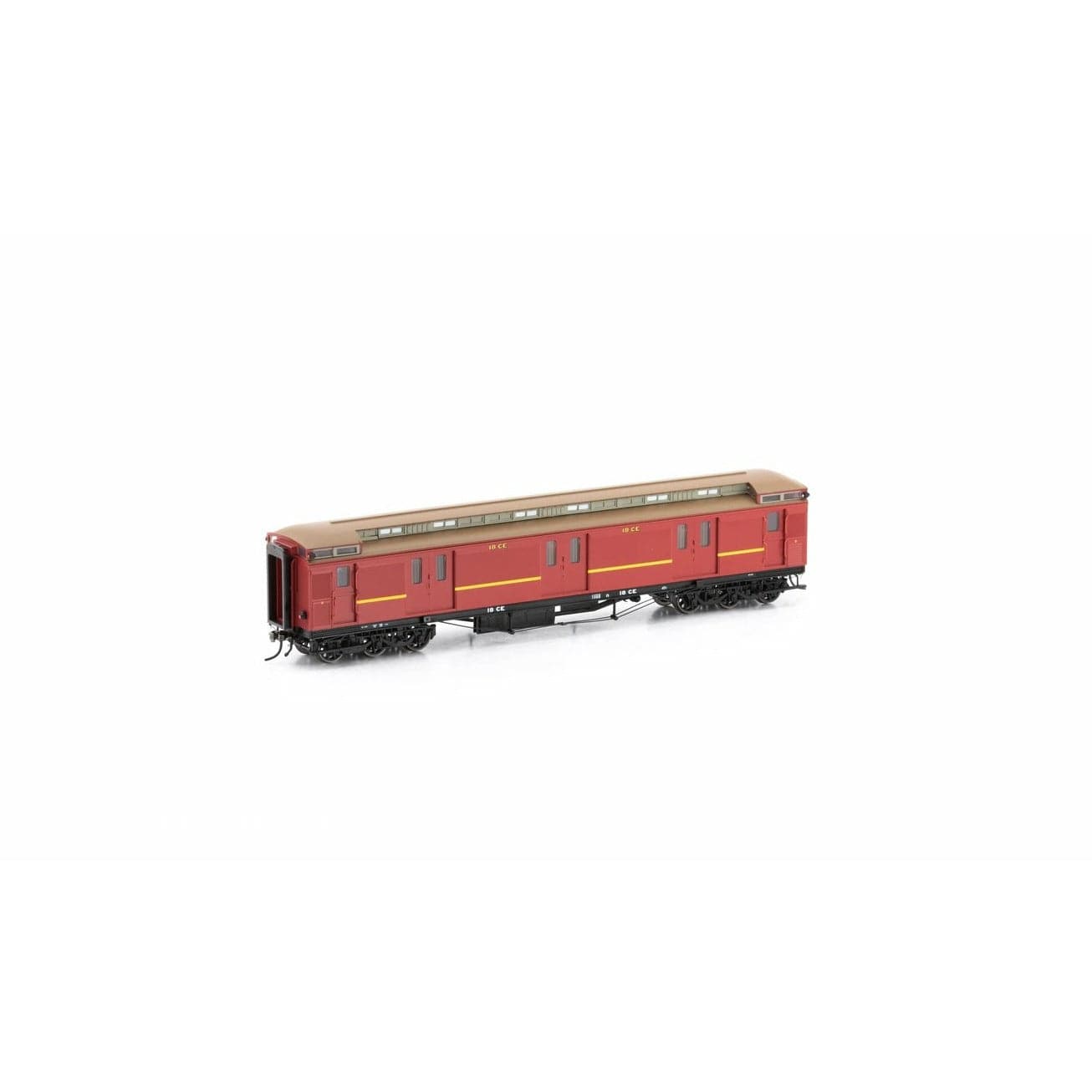 AUSCISION HO Steamrail Carriage Red with Yellow Stripe - 4 Car Set