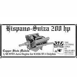 COPPER STATE MODELS 1/48 Hispano Suiza 200 H.P. for K1026 D