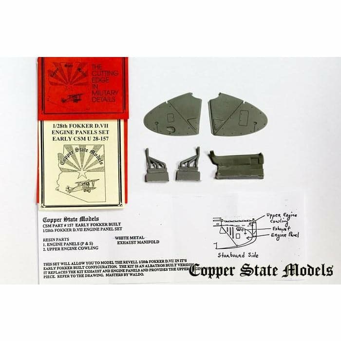 COPPER STATE MODELS 1/28 FOKKER D.VII Engine Panels Set, Ea