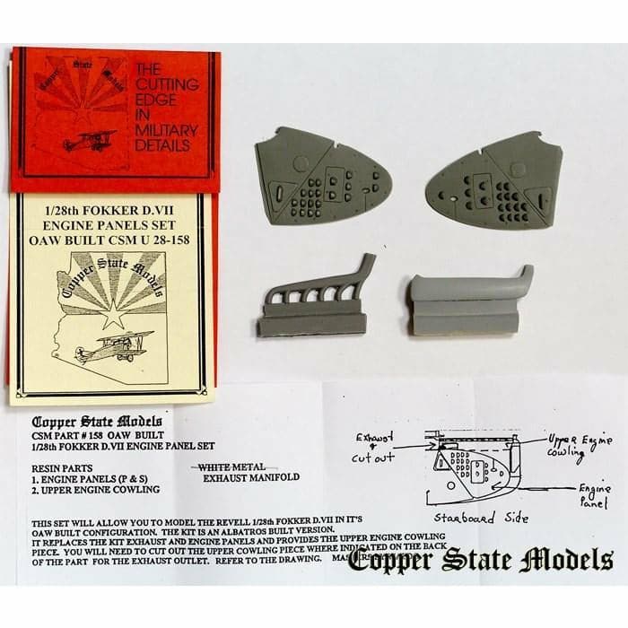 COPPER STATE MODELS 1/28 FOKKER D.VII Engine Panels Set, OA