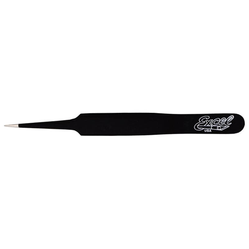 EXCEL 4.5" Straight Point Tweezers (Black)