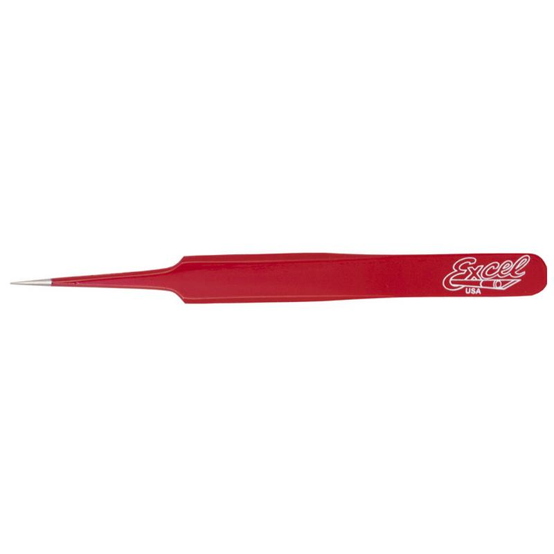 EXCEL 4.5" Straight Point Tweezers (Red)