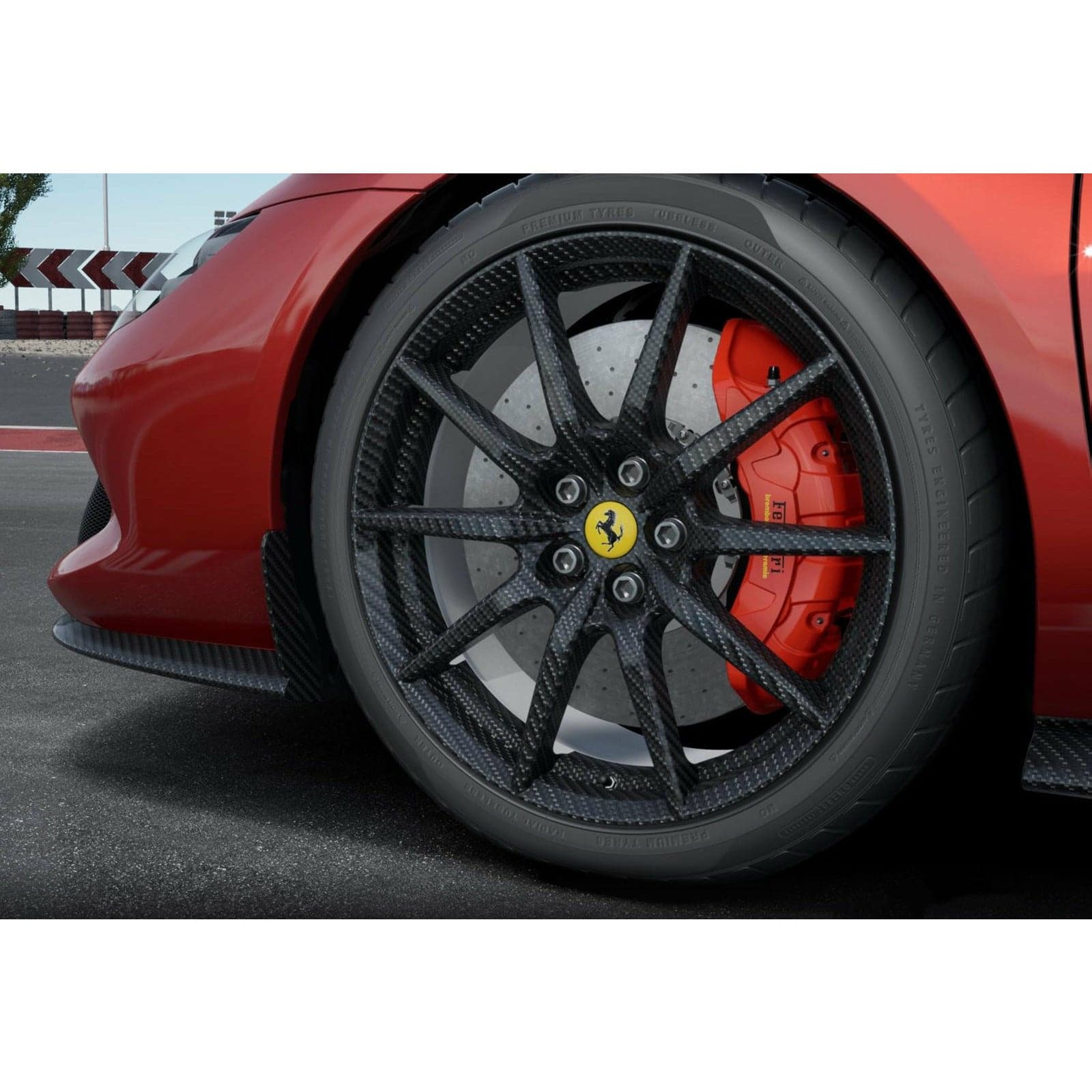 BBR 1/18 Ferrari 296 GTB Rosso Imola Carbon Replica Wheels