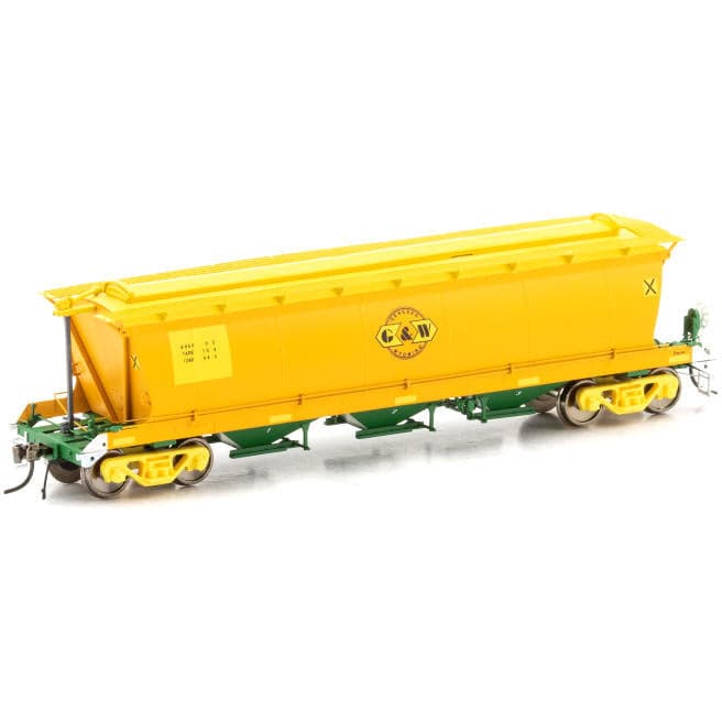 AUSCISION HO AHGX Grain Hopper, GWA Orange/Green/Yellow with Ground Operated Lids - 4 Car Pack