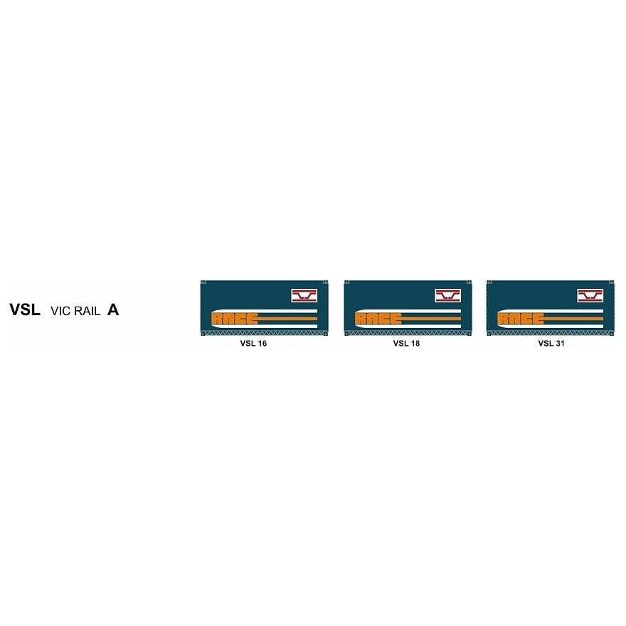 SDS MODELS HO 20' Railway Container VSL Vic Rail Pack A (3 Pack)