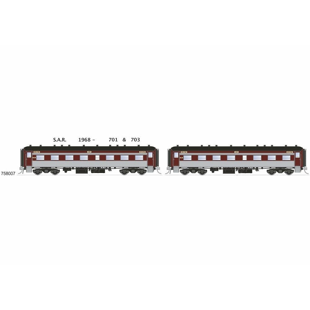 SDS MODELS HO 700 Class Passenger Cars S.A.R. #701 & 703 1968 - (2 Pack)