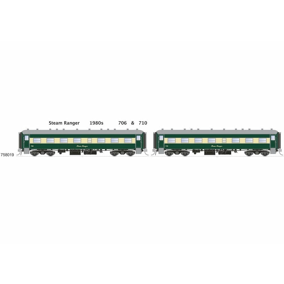 SDS MODELS HO 700 Class Passenger Cars Steam Ranger #706 & 710 1980s (2 Pack)