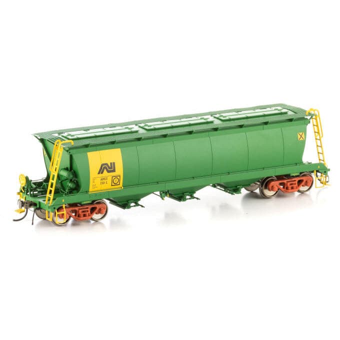 AUSCISION HO AHGX Grain Hopper, Green/Yellow with AN Logo & Red Bogies, 4 Car Pack