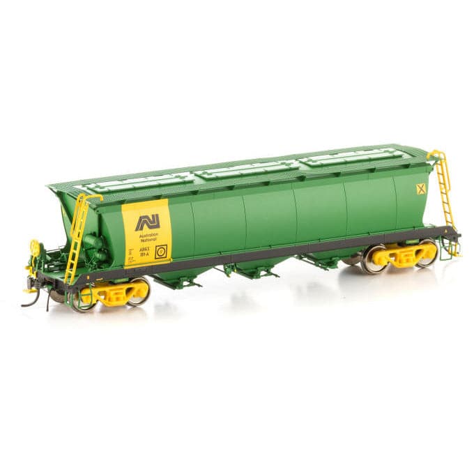 AUSCISION HO AHGX Grain Hopper, Green/Yellow with AN Logo, Black Side Sills & Yellow Bogies, Single Car