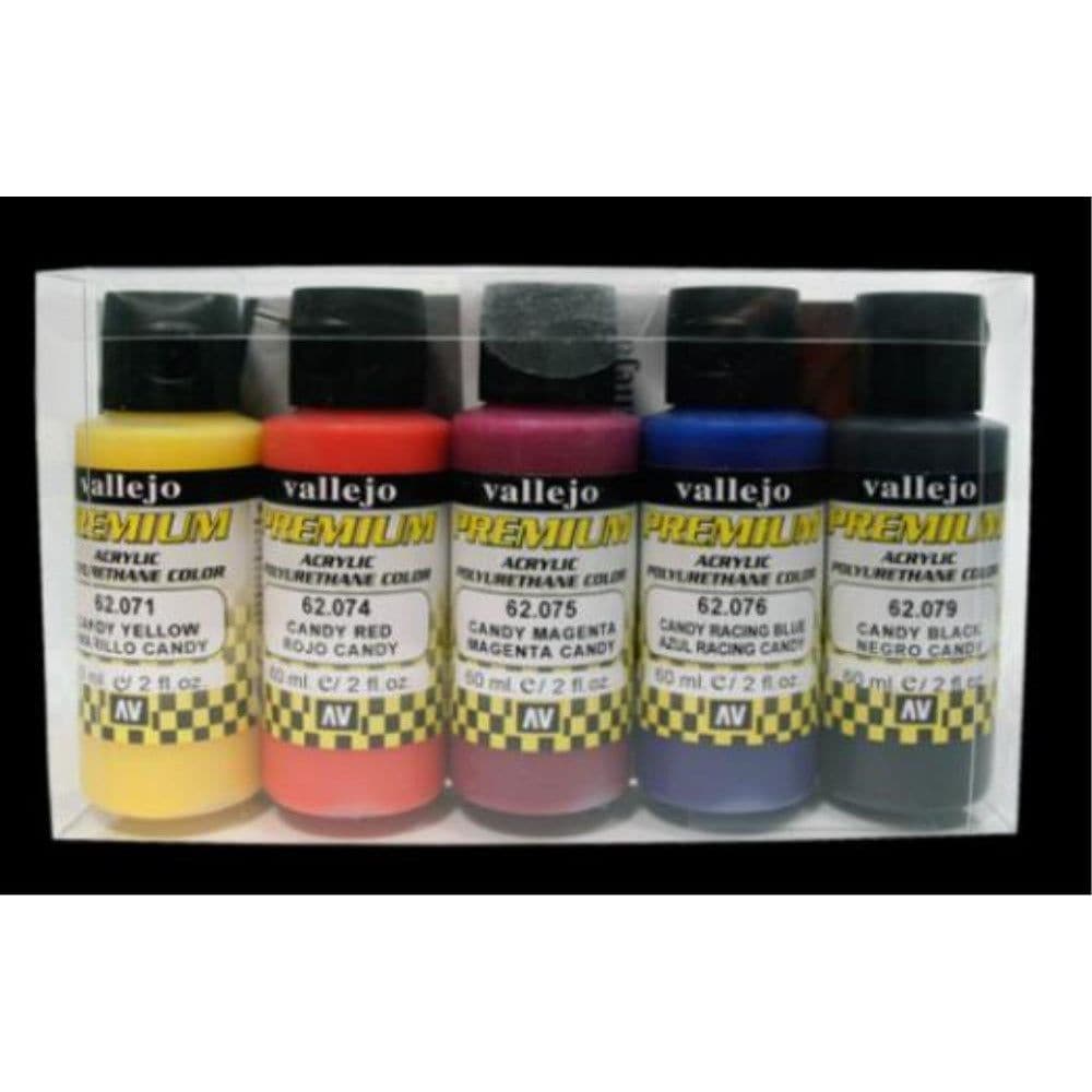 VALLEJO Premium Airbrush Color Candy Colors 5 Colour Set