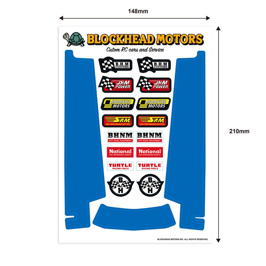 BLOCKHEAD MOTORS Decal for Side Chassis Blue for Hornet, Gr