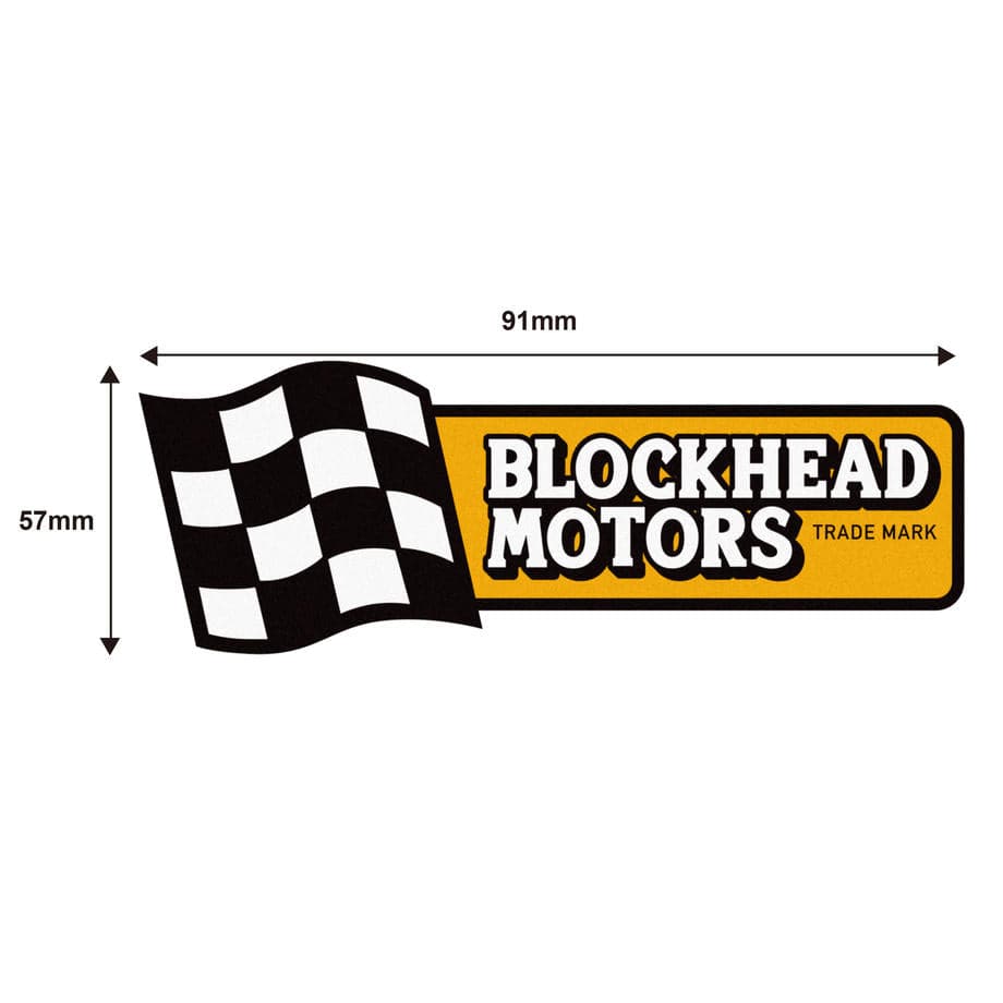 BLOCKHEAD MOTORS Checker Flag Logo Sticker